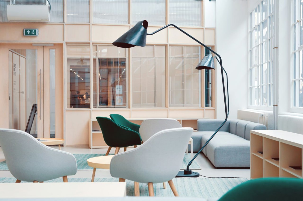 Modern professional office interior with contemporary furniture, natural lighting, and sophisticated design perfect for legal consultations